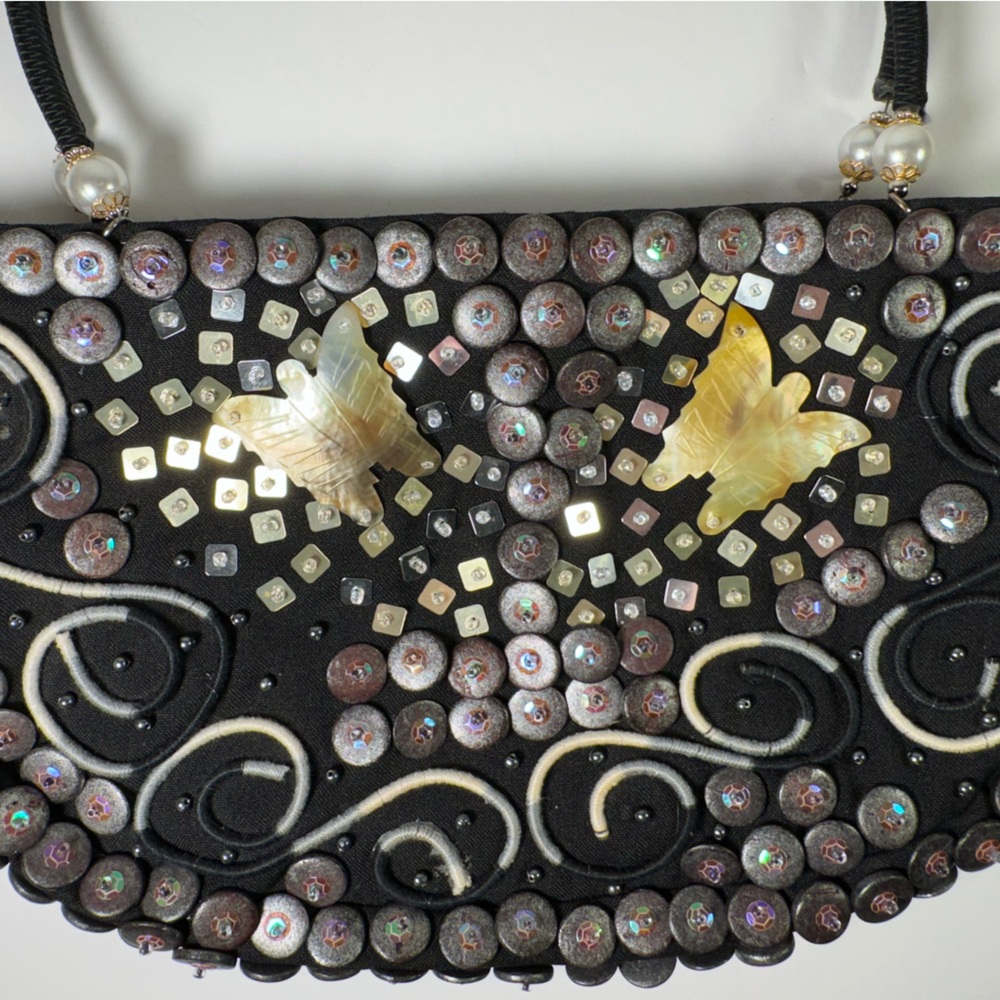 Mido Collection Black Beaded Shoulder Bag - Picture 10 of 12